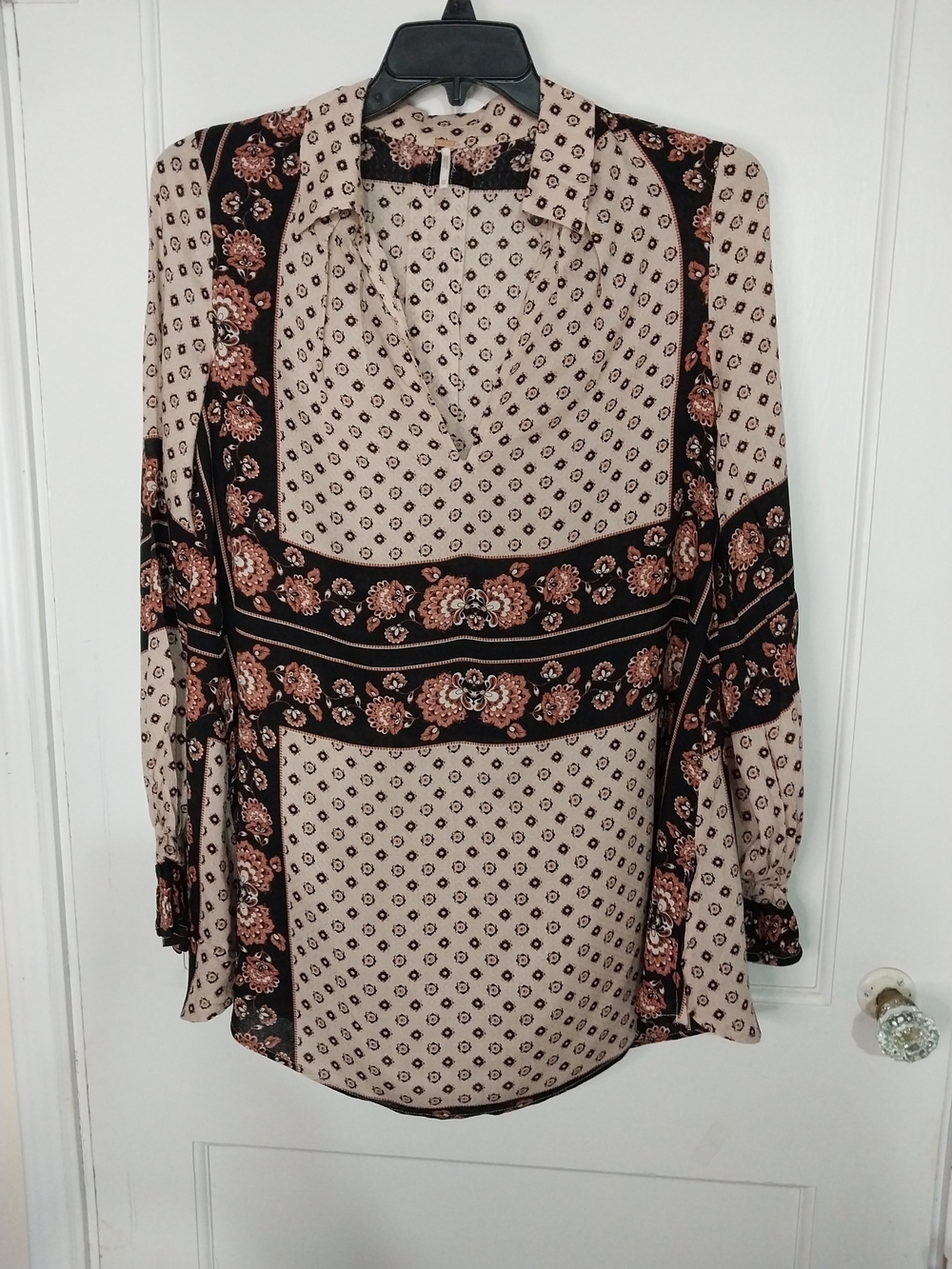 Free People NWT TopTunic Size XS Boho,Flowly Brown Rayon Viscosa Blend